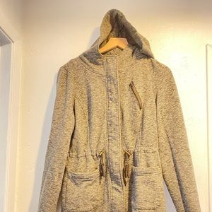 Merona Womens Medium Hooded Full Zip and Snap Knit Jacket Pockets Size: M